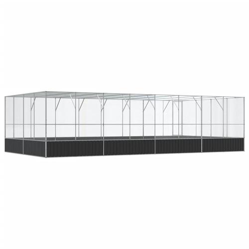 Voliere med udvidelse 832x414x212 cm stål sølvfarvet