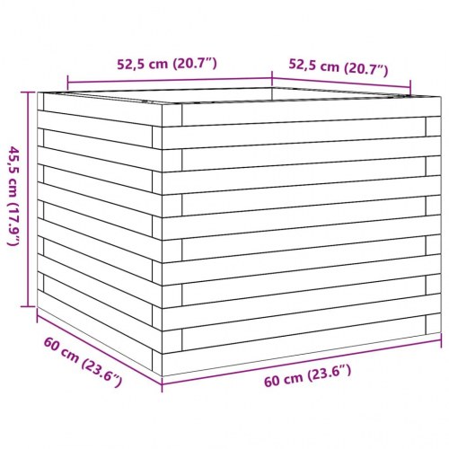 Plantekasse 60x60x45,5 cm massivt fyrretræ