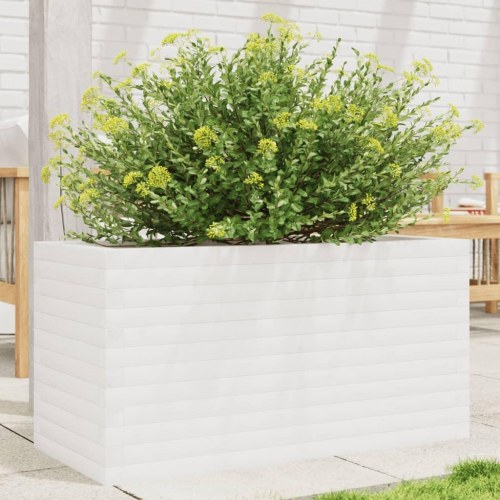 Plantekasse i massivt fyrretræ 90 x 40 x 45,5 cm - hvid