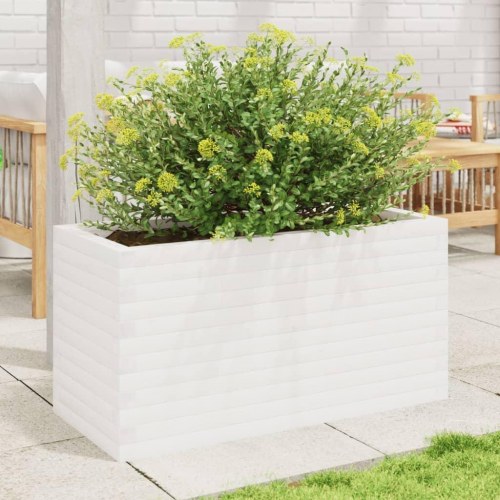 Plantekasse i massivt fyrretræ 90 x 40 x 45,5 cm - hvid