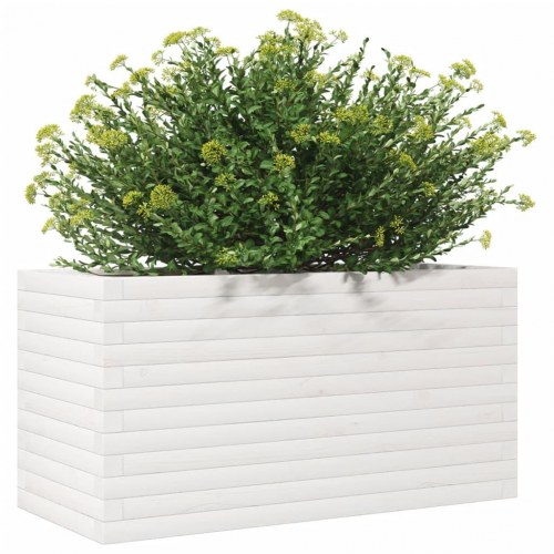 Plantekasse i massivt fyrretræ 90 x 40 x 45,5 cm - hvid