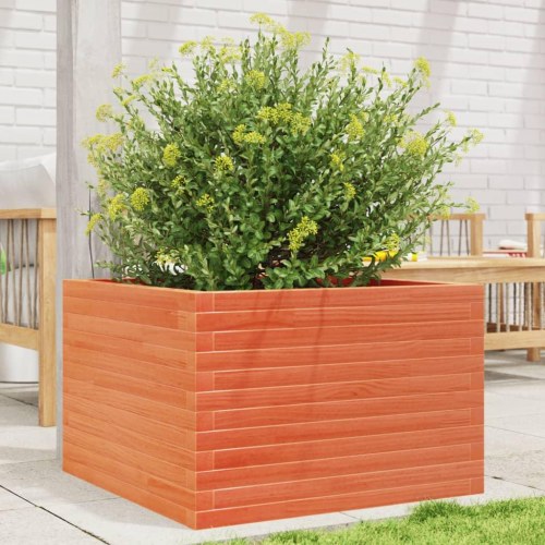 Plantekasse i massivt fyrretræ 70 x 70 x 45,5 cm - gyldenbrun