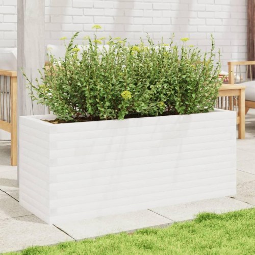 Plantekasse 110x40x45,5 cm massivt fyrretræ hvid