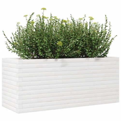 Plantekasse 110x40x45,5 cm massivt fyrretræ hvid