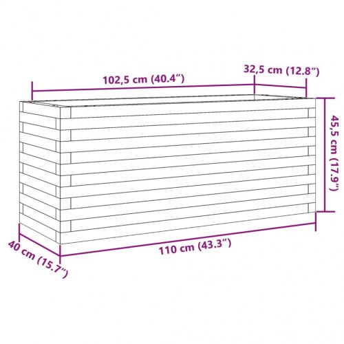 Plantekasse 110x40x45,5 cm massivt fyrretræ hvid