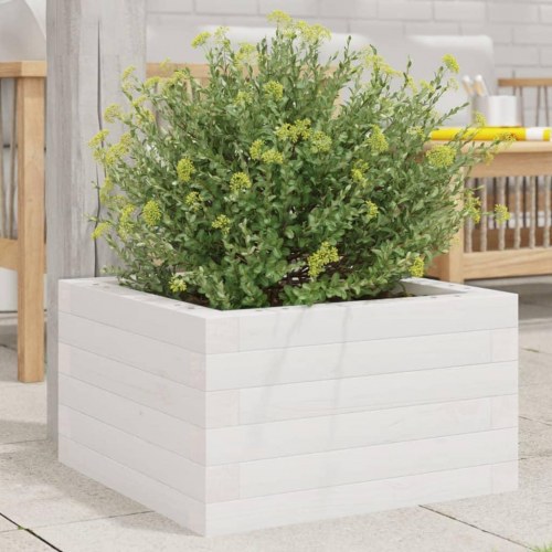 Plantekasse 40 x 40 x 23 cm i massivt fyrretræ - hvid