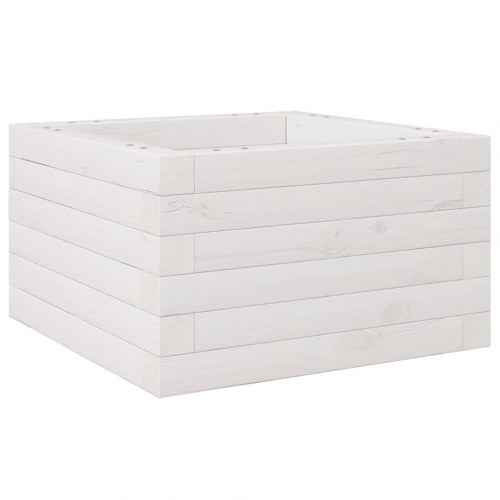 Plantekasse 40 x 40 x 23 cm i massivt fyrretræ - hvid