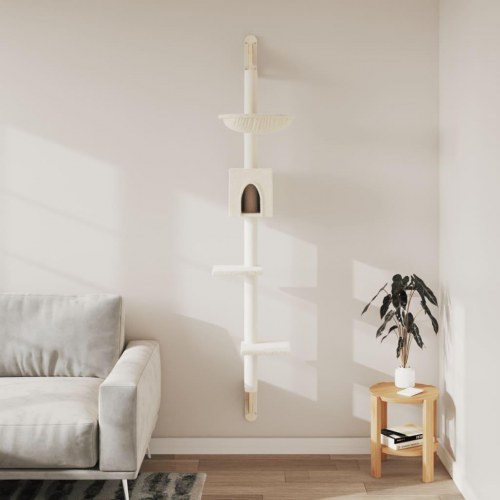 Væghængt kradsetræ med kradsestolpe 187 cm cremefarvet