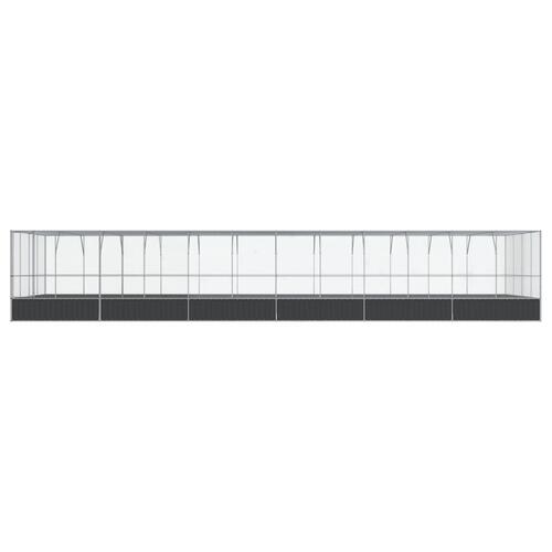 Voliere med udvidelse 1246x414x212 cm stål sølvfarvet
