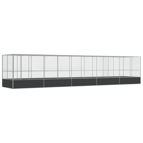 Voliere med udvidelse 1039x207x212 cm stål sølvfarvet