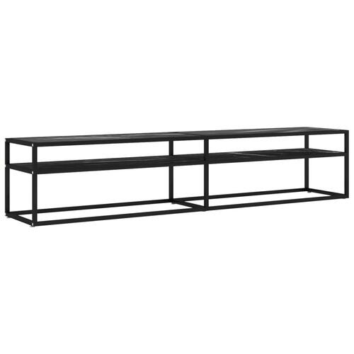 Tv-bord 200x40x40,5 cm hærdet glas marmoreffekt sort