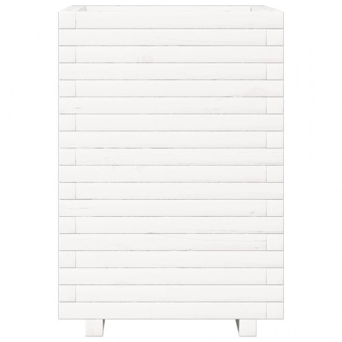 Plantekasse i massivt fyrretræ 50 x 50 x 72 cm - hvid