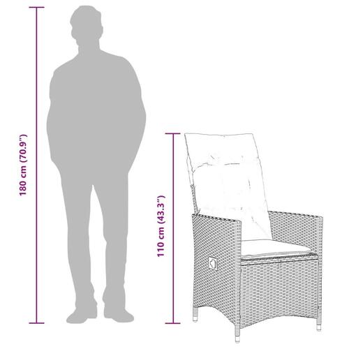 Spisebordssæt til haven 5 dele med hynder polyrattan beige