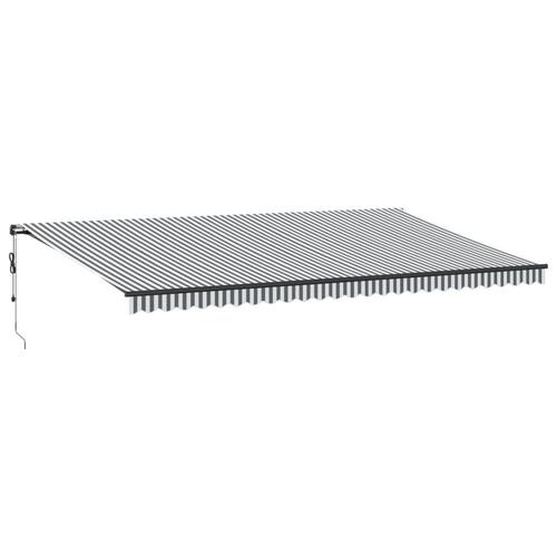 Markise 600x350 cm automatisk betjening antracitgrå og hvid