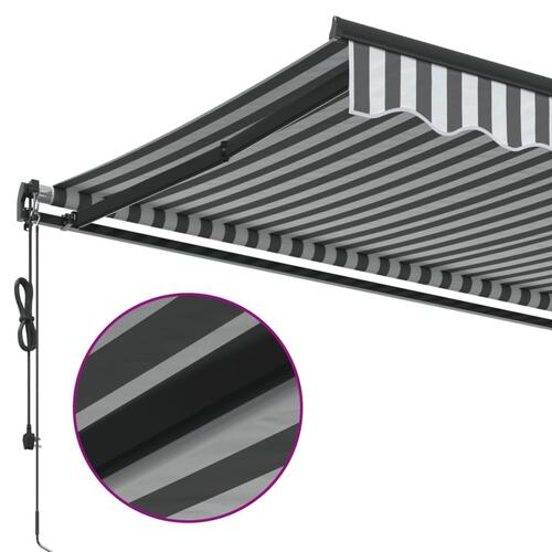 Markise 600x350 cm automatisk betjening antracitgrå og hvid