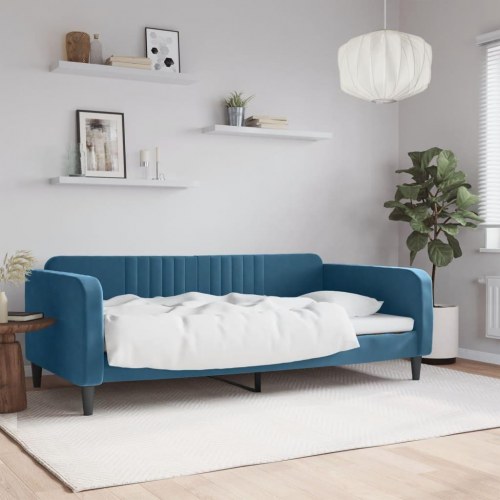 Daybed 100×200 cm i velour - blå sovesofa til gæsteværelse og stue