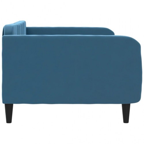 Daybed 100×200 cm i velour - blå sovesofa til gæsteværelse og stue