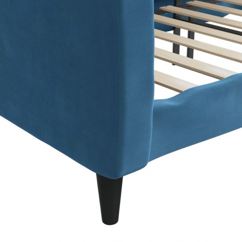 Daybed 100×200 cm i velour - blå sovesofa til gæsteværelse og stue