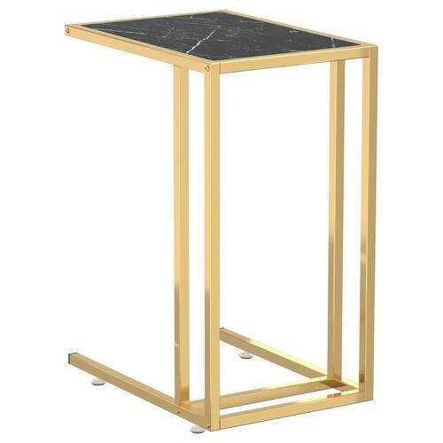 Sidebord 50x35x65 cm hærdet glas sort marmor