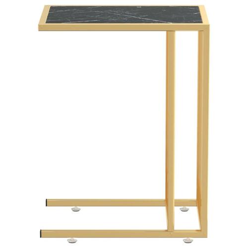 Sidebord 50x35x65 cm hærdet glas sort marmor