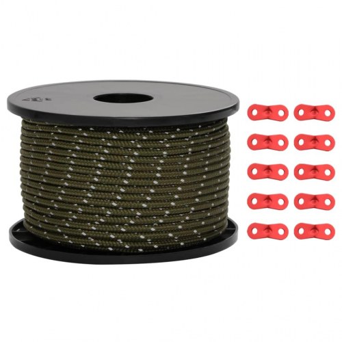 Selvlysende bardunline med bardunspænder 50 m 5 mm