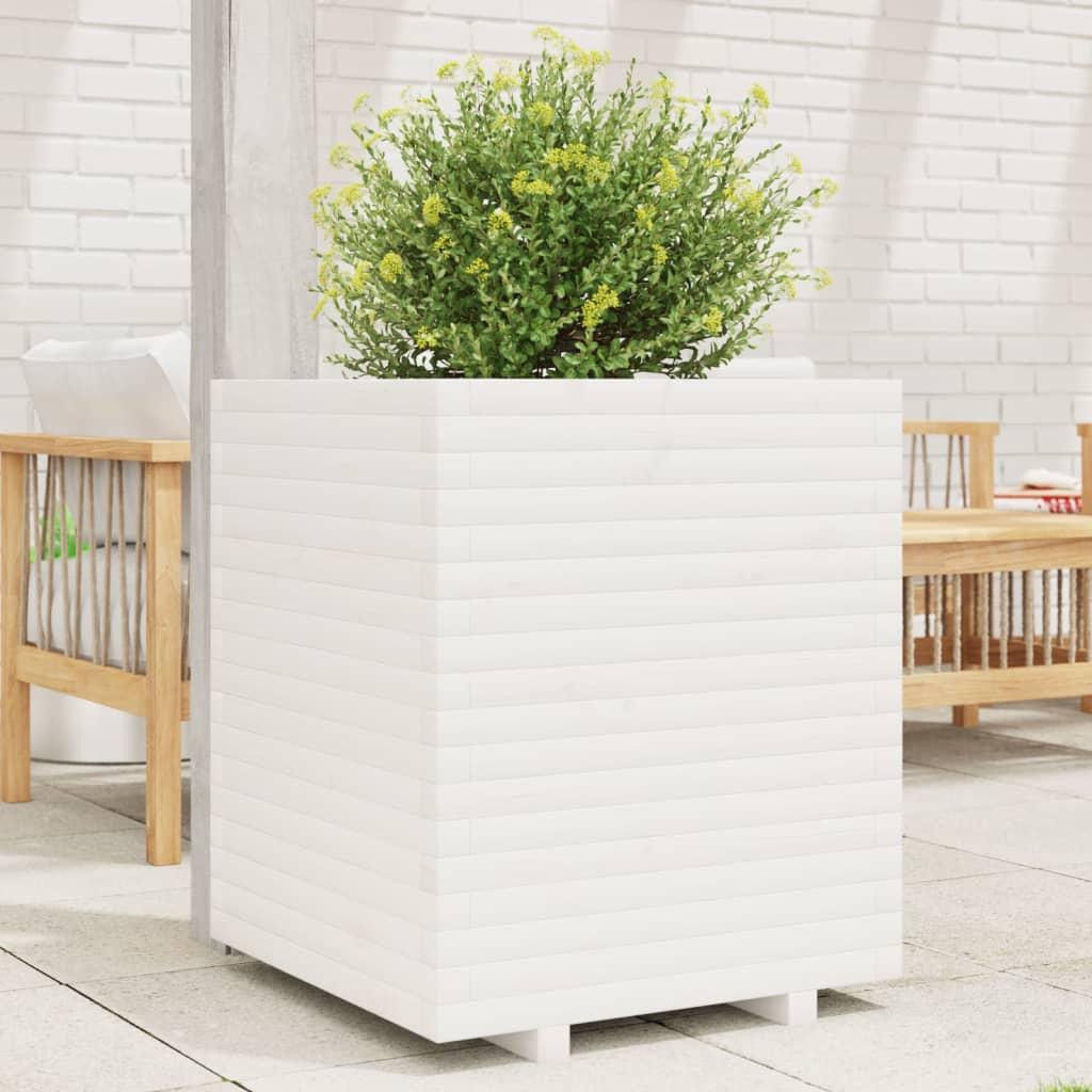 Plantekasse 60x60x72 Massivt Fyrretræ Hvid