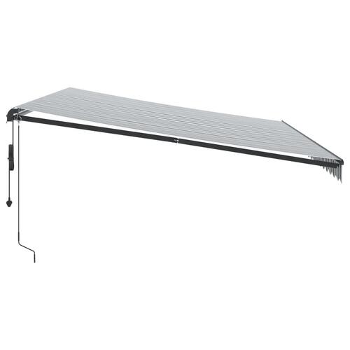 Markise m. LED 500x350 cm automatisk betjening antracitgrå hvid