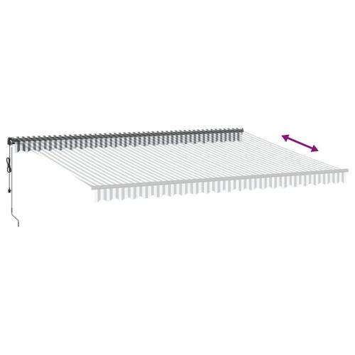 Markise m. LED 500x350 cm automatisk betjening antracitgrå hvid