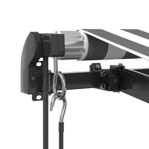 Markise m. LED 500x350 cm automatisk betjening antracitgrå hvid