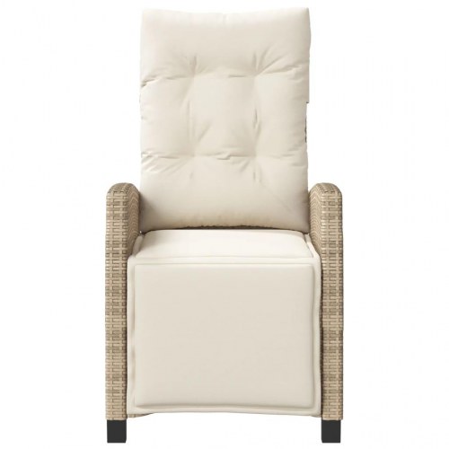 Havestole 2 stk. med lænefunktion og fodstøtte polyrattan beige