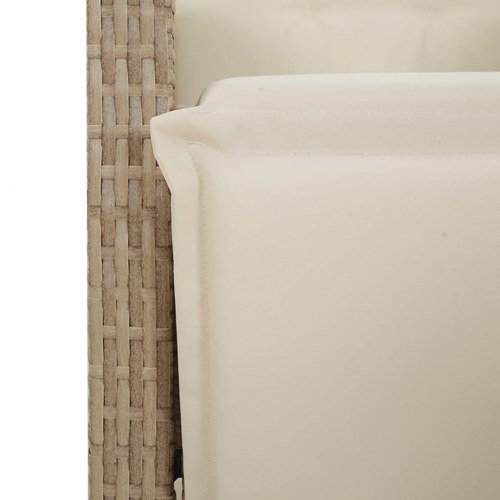 Havestole 2 stk. med lænefunktion og fodstøtte polyrattan beige