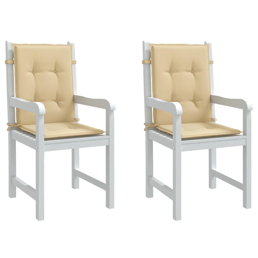 Stolehynder med lav ryg 2 stk. 100x50x4 cm stof beige