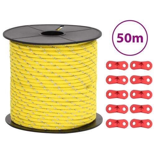Selvlysende bardunline med bardunspænder 50 m 4 mm