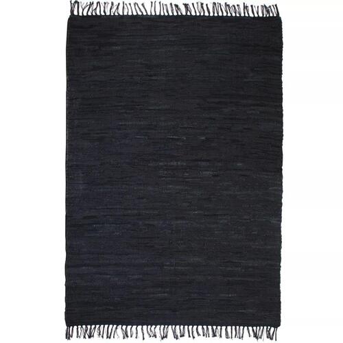Håndvævet chindi-tæppe læder 80 x 160 cm sort