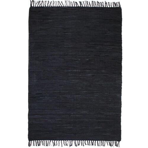 Håndvævet chindi-tæppe læder 120 x 170 cm sort