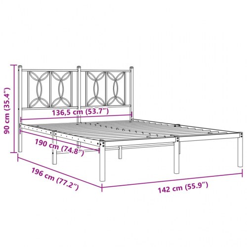 Sengeramme med sengegavl 135 x 190 cm - hvid
