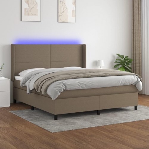 Kontinentalseng med LED-lys 180×200 cm - stof gråbrun