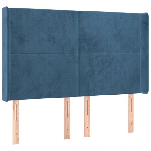 Kontinentalseng med LED-lys 140×190 cm - fløjl, mørkeblå