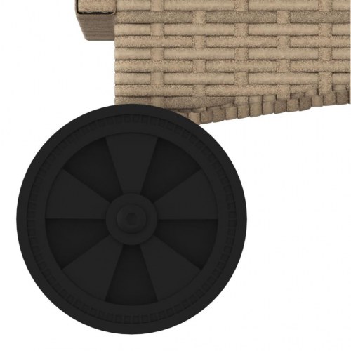 Liggestol i polyrattan med hjul og hynde - beige/lysegrå