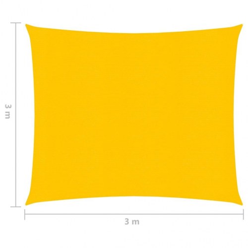 Solsejl 3×3 m - firkantet HDPE 160 g/m², gul