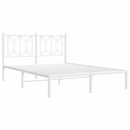 Sengeramme med sengegavl 140×200 cm - metal, hvid