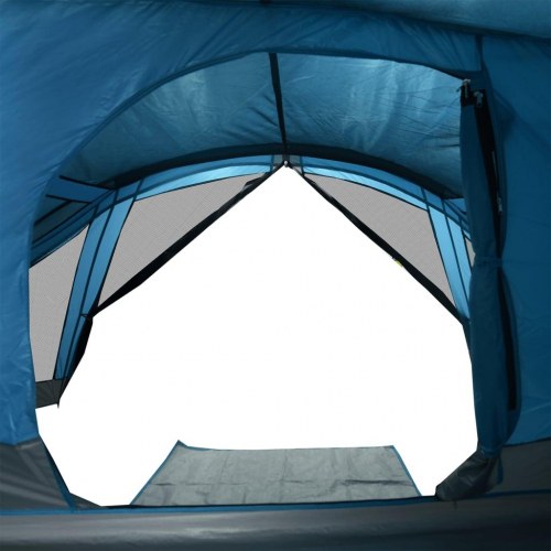 4-personers campingtelt - vandafvisende, blå med fortelt