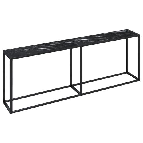 Konsolbord 220x35x75,5 cm hærdet glas sort marmor