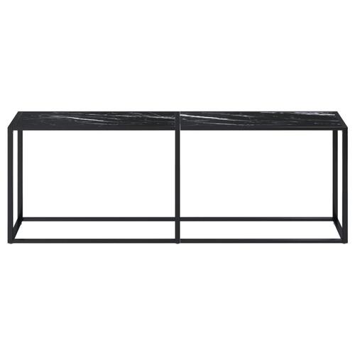 Konsolbord 220x35x75,5 cm hærdet glas sort marmor