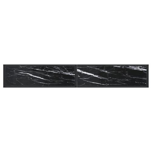 Konsolbord 220x35x75,5 cm hærdet glas sort marmor