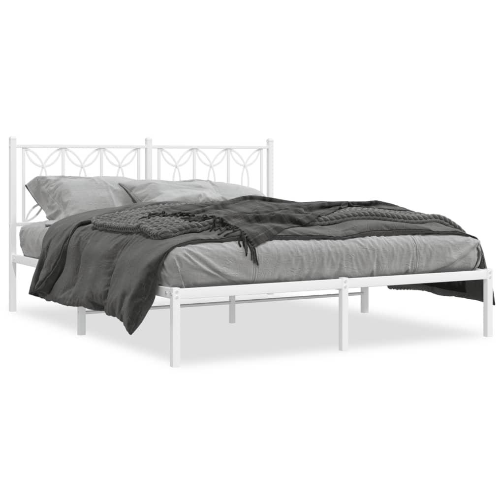 Sengeramme med sengegavl i metal - 150 x 200 cm, hvid