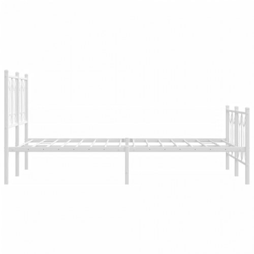 Sengeramme med sengegavl og fodgærde 120x200 cm metal hvid