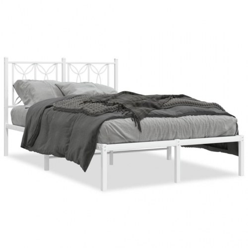 Sengeramme med sengegavl 120x200 cm metal hvid