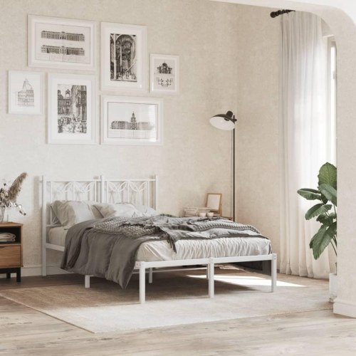 Sengeramme med sengegavl 120x200 cm metal hvid