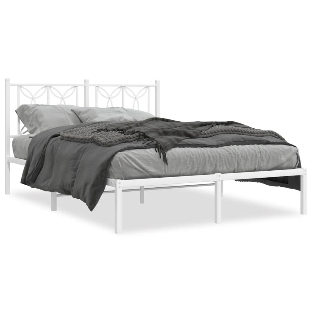 Sengeramme med sengegavl 140×190 cm - metal, hvid
